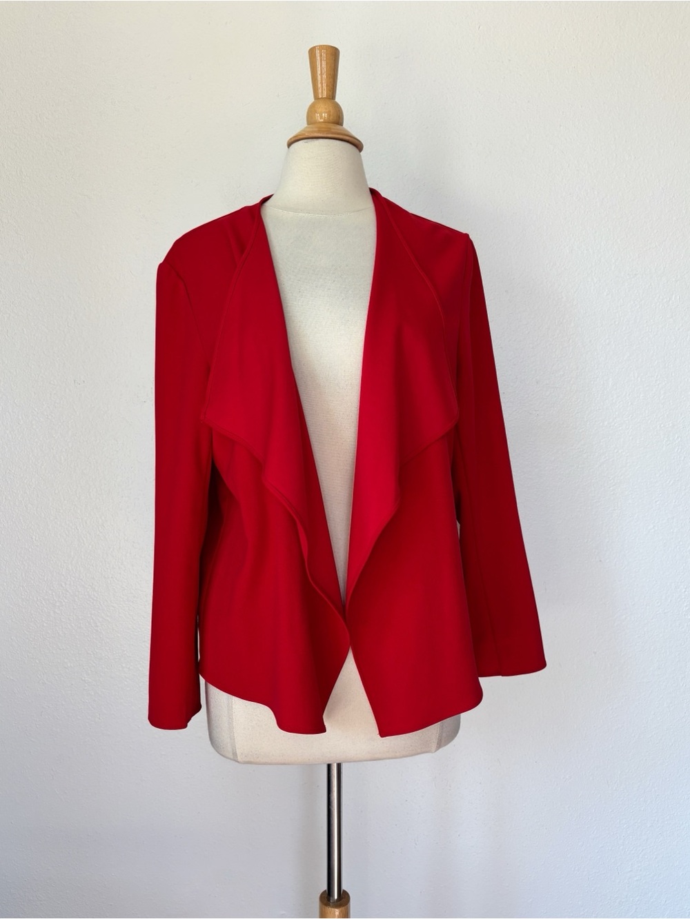 Solid Cherry Red Open Front Cardigan
